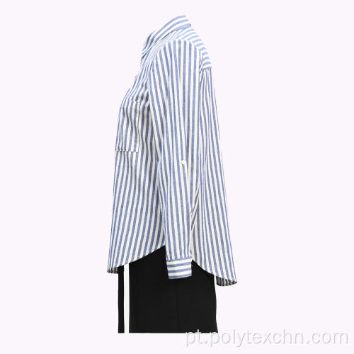 Senhoras tecido algodão YD Stripe Oxford Shirt